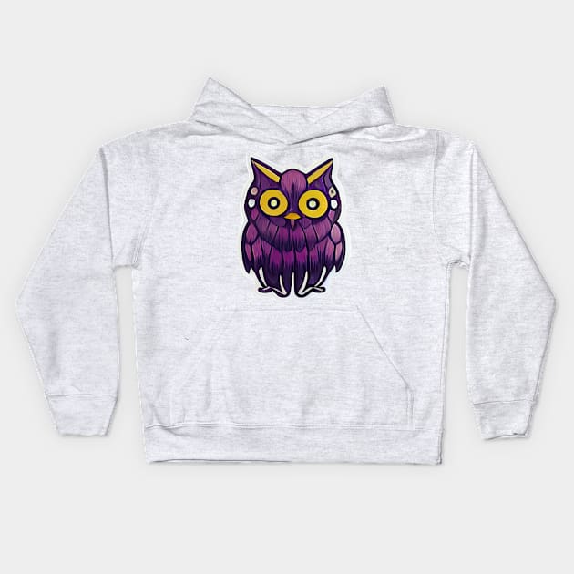 Purple owl Kids Hoodie by Helfrd0771